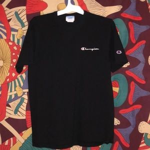 Black champion T-shirt.